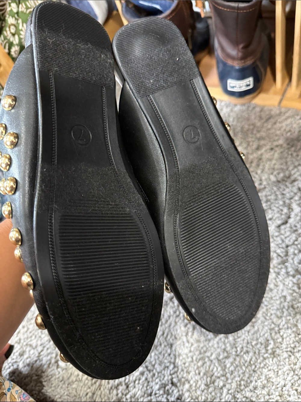 New with tags A New Day Studded Slide On Flats 8 gold hardware - Picture 6 of 8